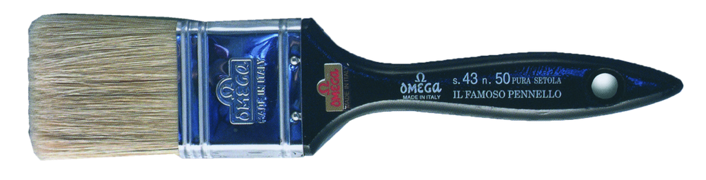 Omega Brush Flat Hog Wooden Handle Series 43 50 mm